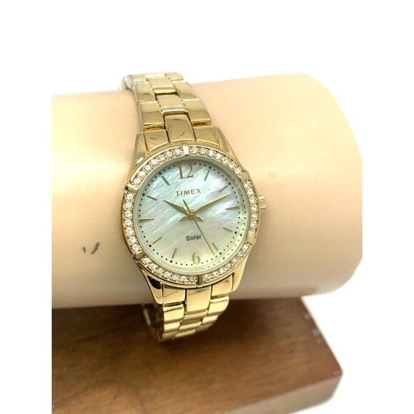 Timex Women's Watch TW2V39400 Solar Mother of Pearl Dial Gold Stainless Steel - Picture 11 of 14